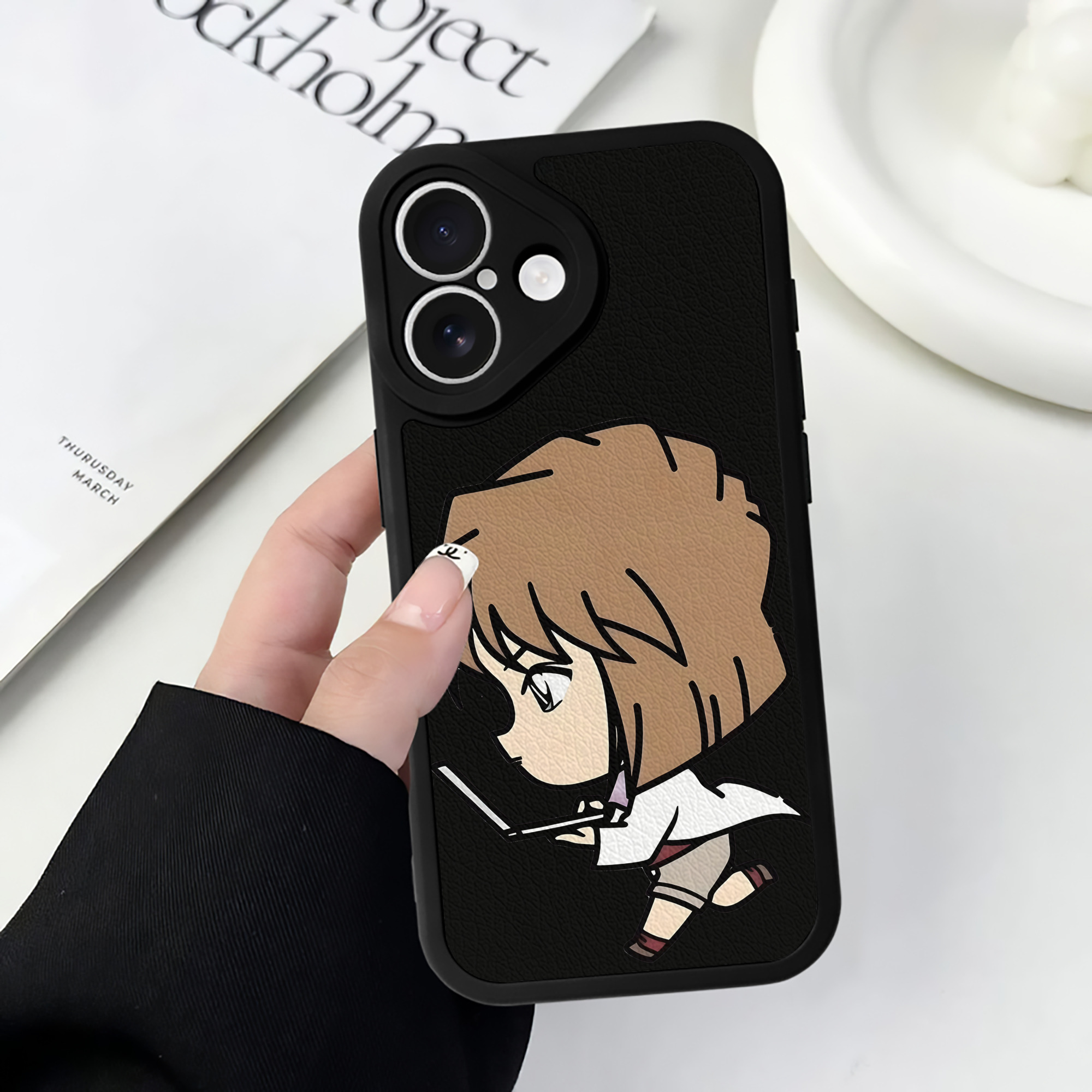 （画像用） 名探偵コナン 灰原 哀 はいばら あい Detective Conan Anita Hailey、Vi Graythorn Haibara Ai 【iPhone 16シリーズ対応】シリコンスマホケース（レザー調） 材質：シリコン